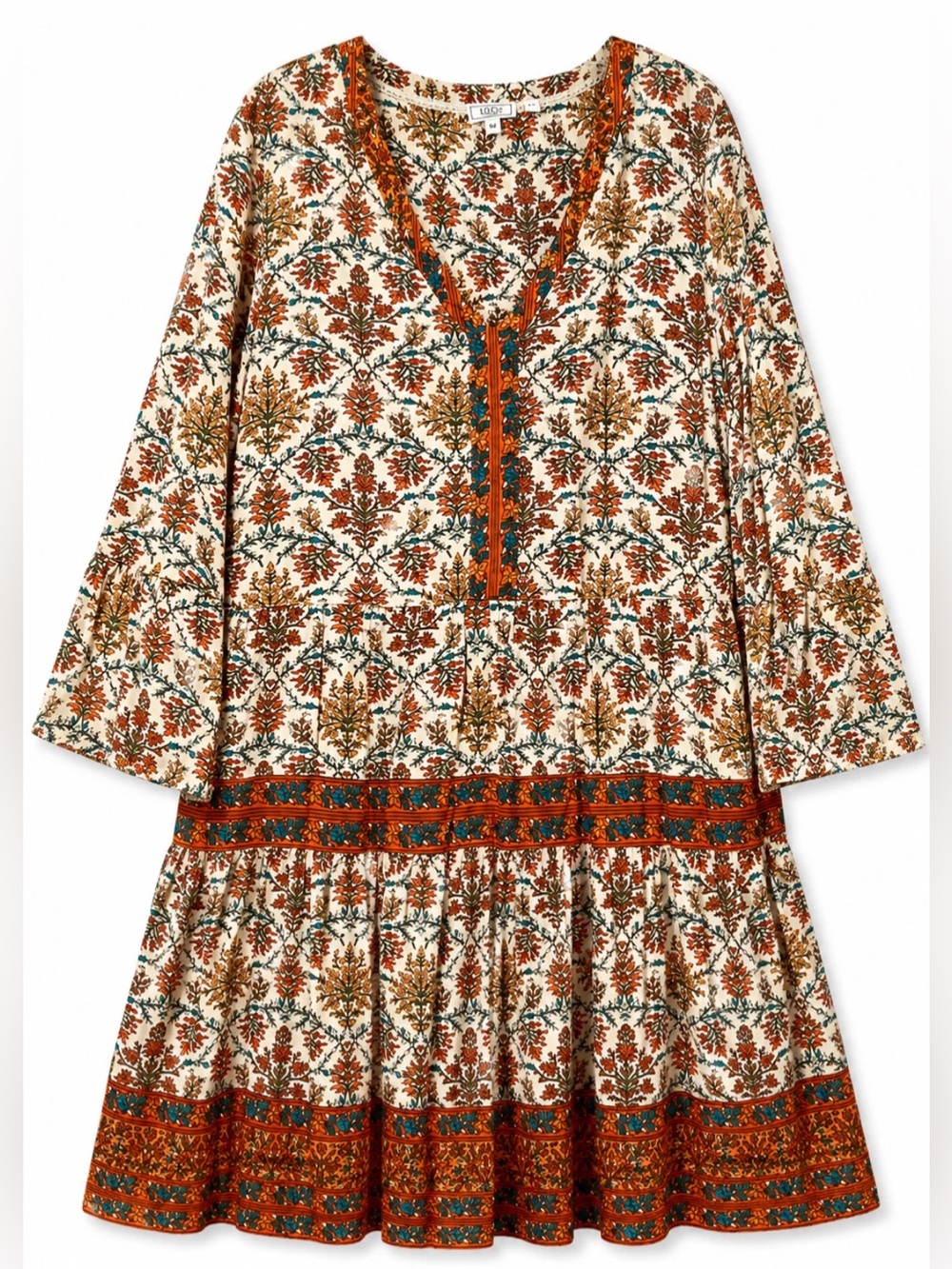 Fat Face Lila Boheme Trapeze Dress Women’s Size 10 Patterned Peasant Pockets